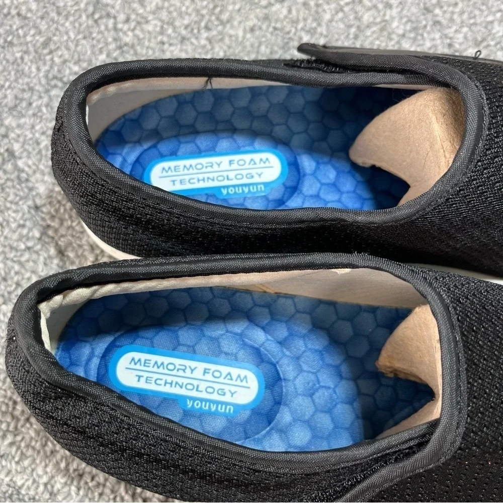 YOUYUN Unisex Men 7.5 Women 8.5 Black Breathable Diabetic Ortho Shoes NEW